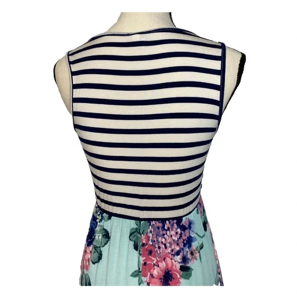 SOLD PinkBlush Maternity Summer Stripe Floral Sleeveless Dress - Picture 4 of 4